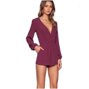 Lovers + Friends maroon longe sleeved romper